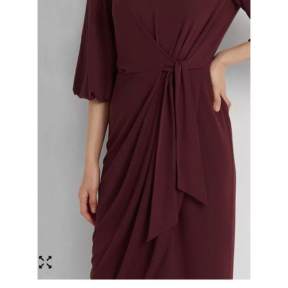 Ralph Lauren Stretch Jersey Midi Dress Size 10 Merlot NWT - Picture 1 of 2